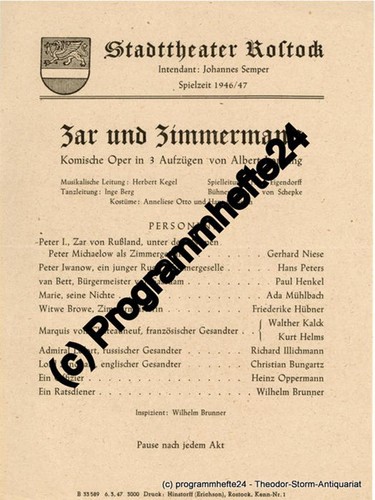 Theaterzettel zar und - theaterzettel,